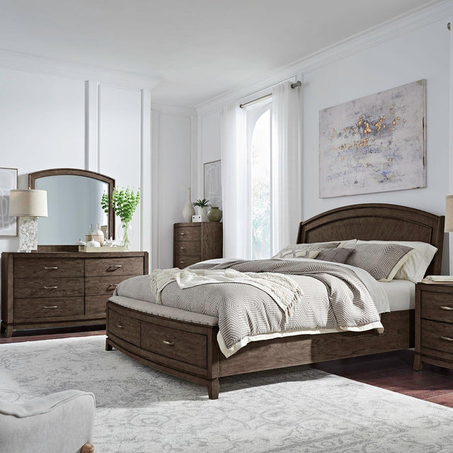 Liberty Furniture Avalon - 4 Piece Bedroom Set (King Panel Storage Bed, Dresser & Mirror, Chest) - Brown