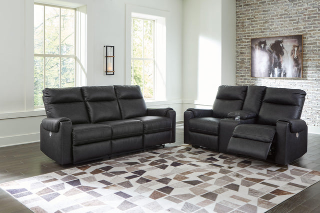 Ashley Axtellton - Carbon - 2 Pc. - Power Reclining Sofa, Power Reclining Loveseat