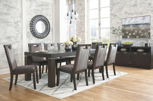 Ashley Hyndell - Dark Brown - 9 Pc. - Extension Table, 8 Side Chairs