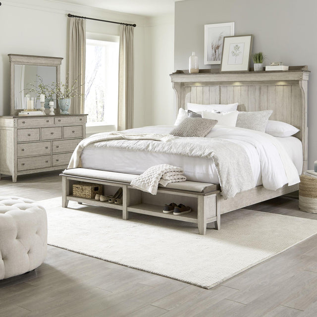 Liberty Furniture Ivy Hollow - 3 Piece Bedroom Set (Queen Mantle Storage Bed, Dresser & Mirror) - White