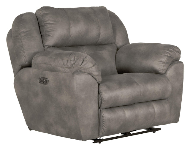 Catnapper Ferrington - Power Lay Flat Recliner with Power Adjustable Headrest & Lumbar - Steel