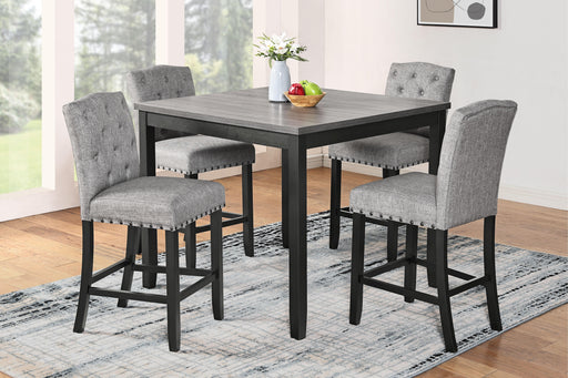New Classic Furniture Daphne - 5 Piece Counter Dining Set With Gray Chairs - Gray
