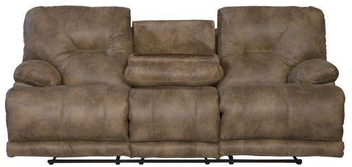 Catnapper Voyager - Lay Flat Reclining Sofa With 3 Recliners and Drop Down Table - Brandy - Fabric