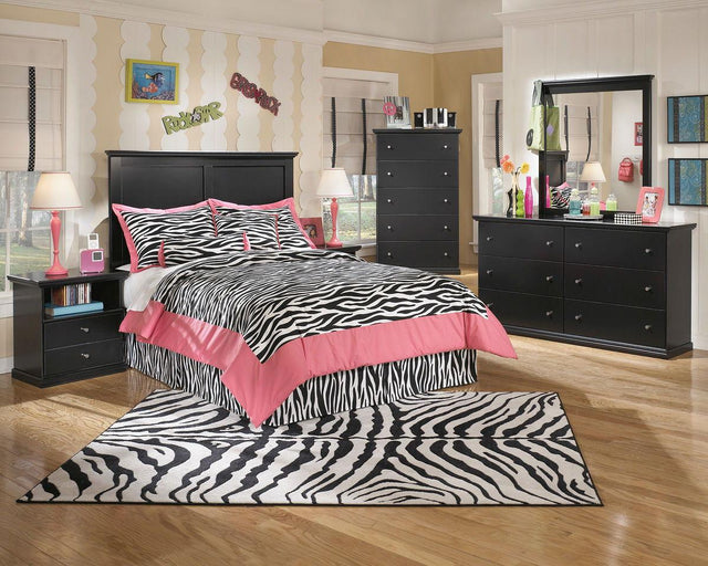 Ashley Maribel - Black - 5 Pc. - Dresser, Mirror, Full Panel Headboard, 2 Nightstands