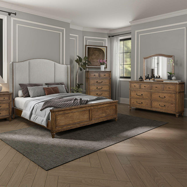 Liberty Furniture Harrison Heights - 4 Piece Bedroom Set (King Shelter Bed, Dresser & Mirror, Chest) - Sienna
