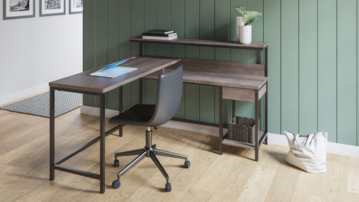 Ashley Dorrinson - Two-tone - 2 Pc. - L-desk With Storage, Swivel Desk Chair