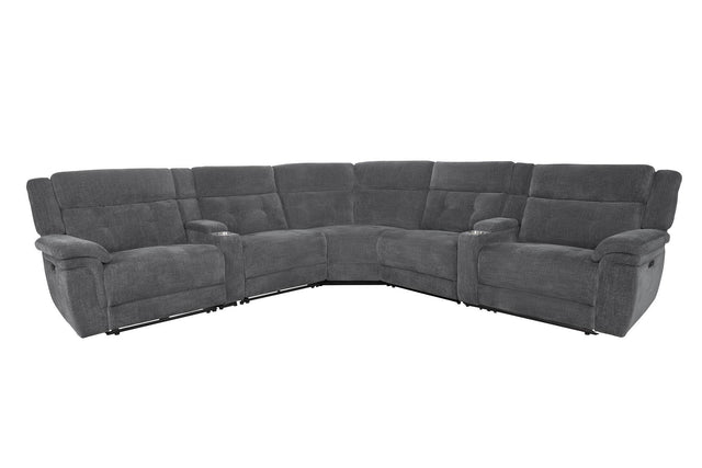 Parker House Richland - 7 Piece Modular Power Reclining Sectional With Power Adjustable Headrests - Bristol Grey