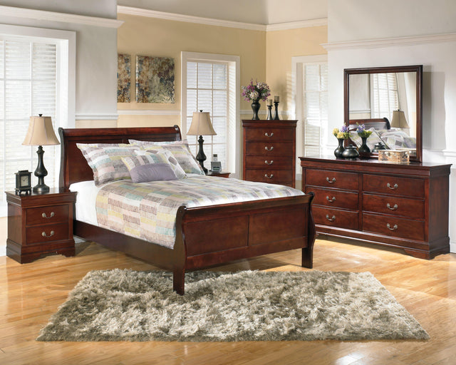 Ashley Alisdair - Dark Brown - 6 Pc. - Dresser, Mirror, Chest, Full Sleigh Bed, Nightstand