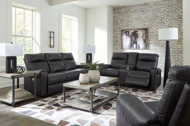 Ashley Axtellton - Carbon - 3 Pc. - Power Reclining Sofa, Power Reclining Loveseat, Power Rocker Recliner