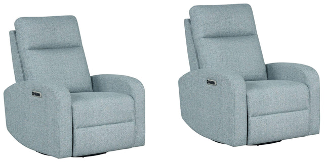 Parker House Thriller - Power Swivel Glider Recliner (Set of 2) - Natural Beauty Blue