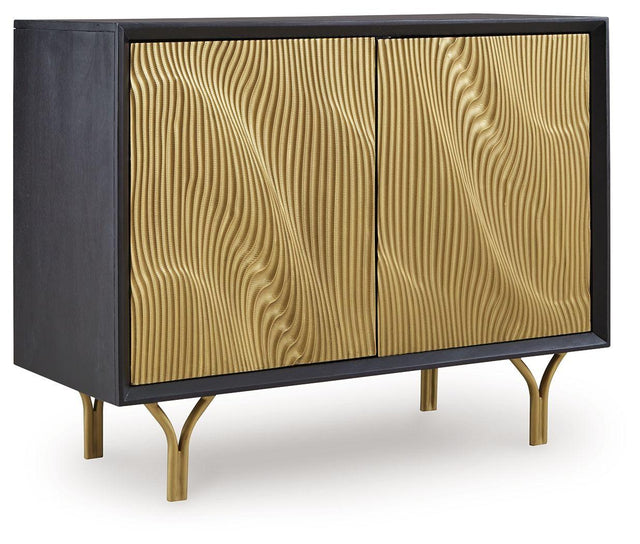 Ashley Tayner Accent Cabinet - Black/Gold Finish