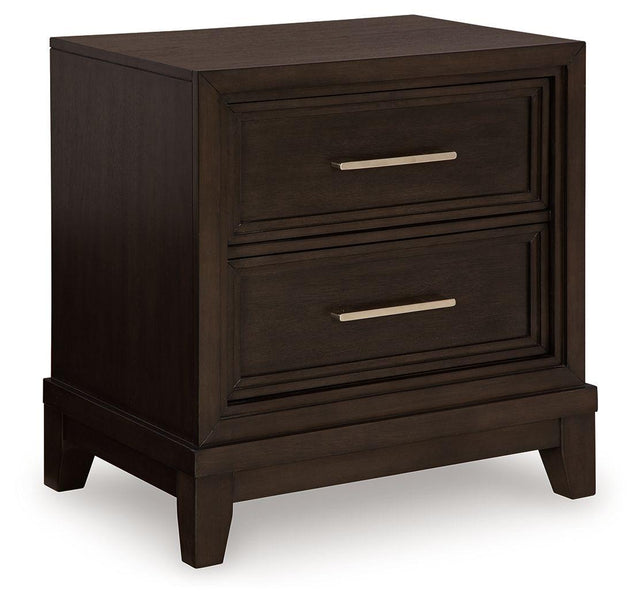 Ashley Neymorton Two Drawer Night Stand - Dark Grayish Brown