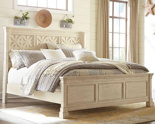 Ashley Bolanburg - Antique White - Queen Panel Bed - Lattice Headboard