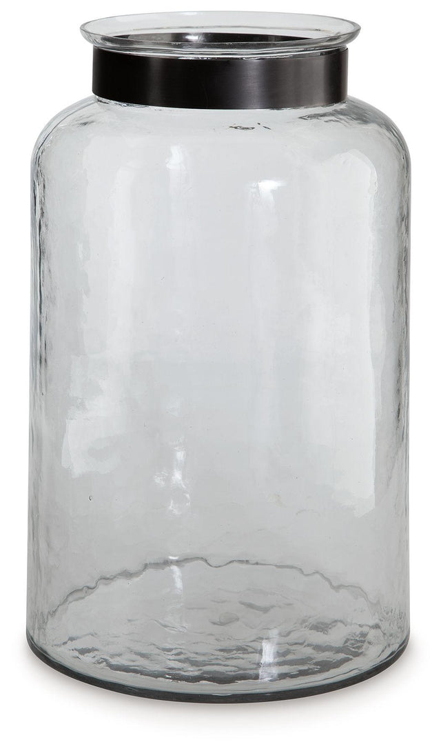 Ashley Lukasvale Vase - Clear/Pewter Finish