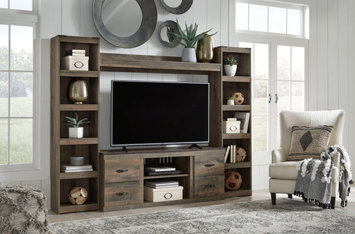 Ashley Trinell - Brown - 4-Piece Entertainment Center With 60" TV Stand W/Fireplace Option