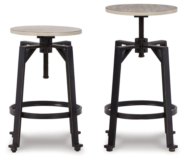 Ashley Karisslyn Swivel Stool (2/CN) - Whitewash/Black