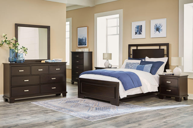 Ashley Covetown - Dark Brown - 7 Pc. - Dresser, Mirror, Chest, Full Panel Bed, 2 Nightstands