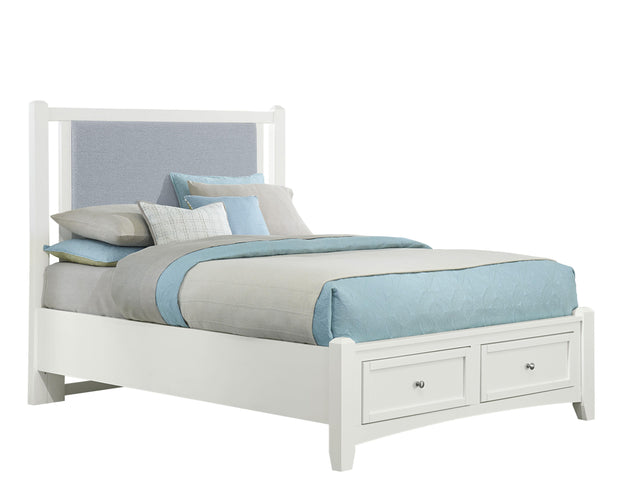 Vaughan-Bassett Bonanza - Full Size Ocean Blue Upholstered Bed With Storage Footboard - White