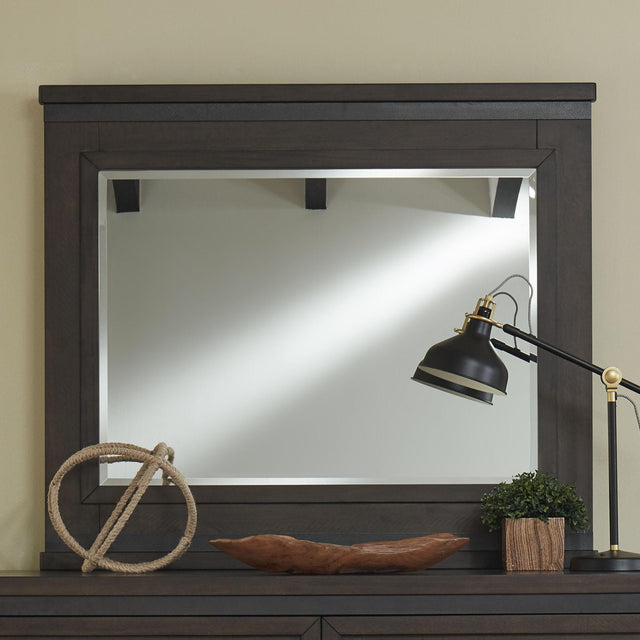 Liberty Furniture Thornwood Hills - Mirror - Dark Brown - Metal Strip Accents