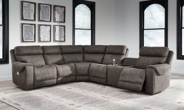 Ashley Hoopster - Gunmetal - Zero Wall Power Recliner With Console 6 Pc Sectional