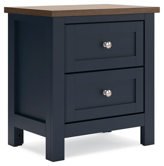 Ashley Landocken Two Drawer Night Stand - Brown/Blue