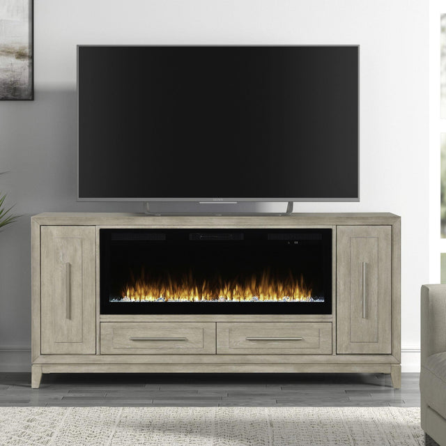 Liberty Furniture Fireplace TV Consoles - 80" Console With Fire FTS - Light Brown