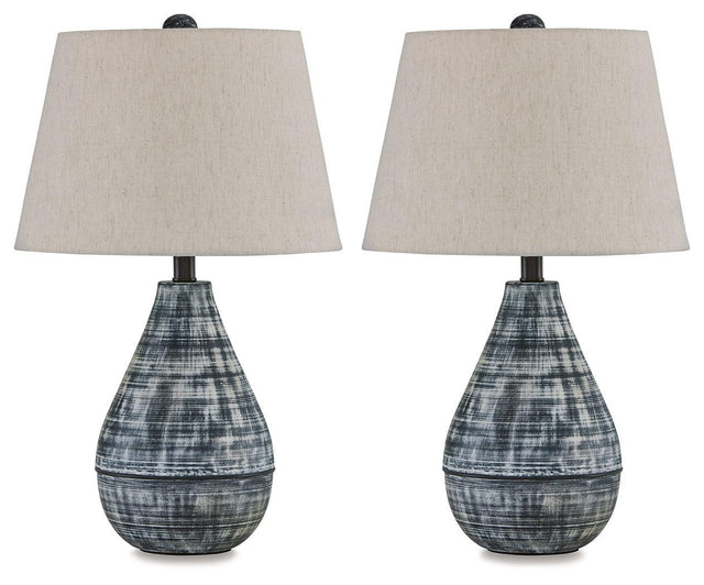 Ashley Erivell Metal Table Lamp (2/CN) - Taupe/Black