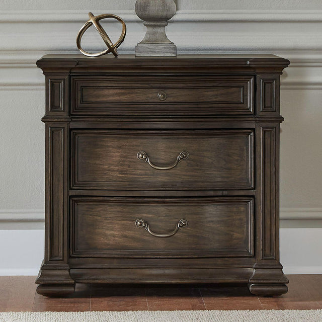 Liberty Furniture Provence Park - Bedside Chest With Charging Station - Brown