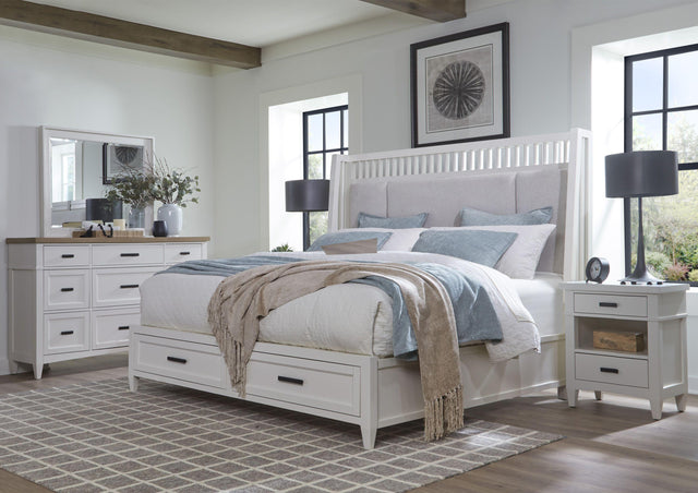 Parker House Americana Modern - Bedroom King Shelter Bed With 2 Nightstands And Dresser With Mirror - Cotton