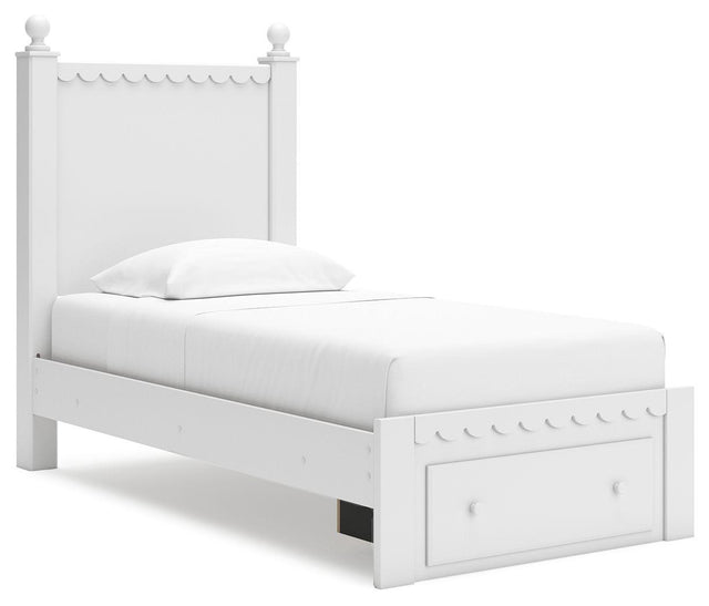 Ashley Mollviney - White - Twin Panel Storage Bed