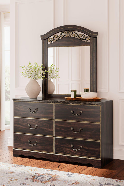 Ashley Glosmount - Two-tone - 8 Pc. - Dresser, Mirror, Chest, King Poster Bed, 2 Nightstands