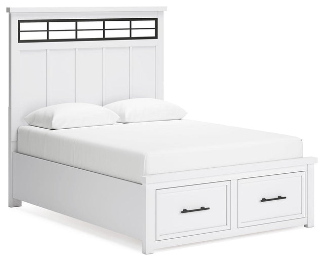 Ashley Ashbryn - White / Natural - Queen Panel Storage Bed