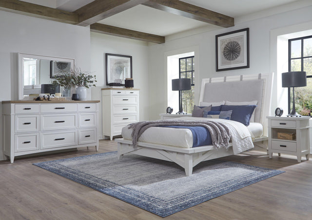 Parker House Americana Modern - Bedroom King Platform Bed 2 Nightstands Dresser With Mirror And Chest - Cotton