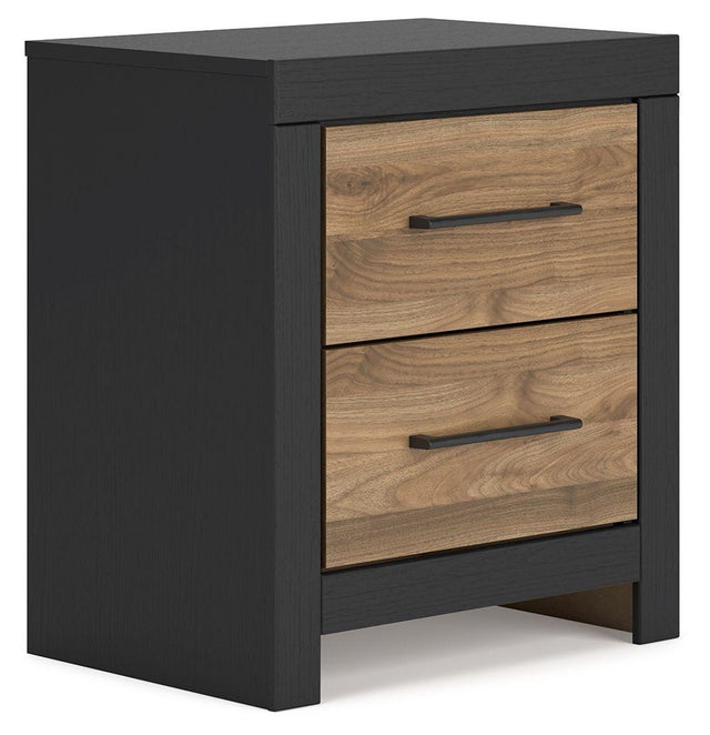 Ashley Vertani Two Drawer Night Stand - Black/Honey Brown