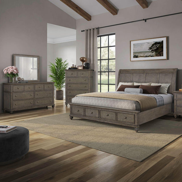 Liberty Furniture Twin Lakes - 4 Piece Bedroom Set (Queen Storage Bed, Dresser & Mirror, Chest) - Gray
