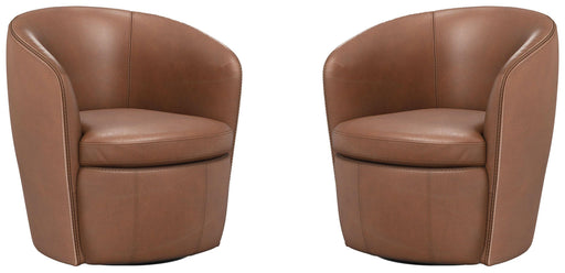 Parker House Barolo - 100% Italian Leather Swivel Club Chair (Set of 2) - Vintage Whiskey