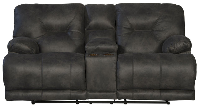 Catnapper Voyager - Lay Flat Console Reclining Loveseat - Slate - Fabric