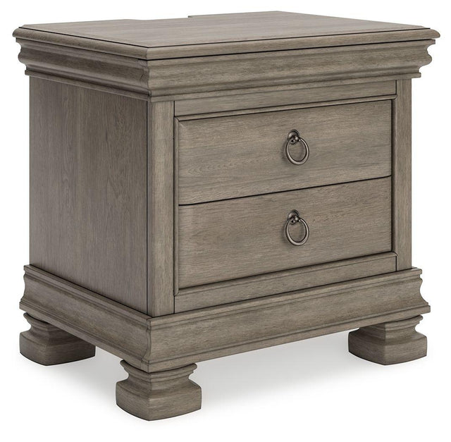 Ashley Lexorne Three Drawer Night Stand - Gray