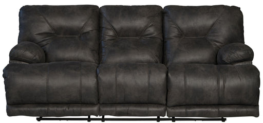 Catnapper Voyager - Lay Flat Reclining Sofa With 3 Recliners and Drop Down Table - Slate - Fabric