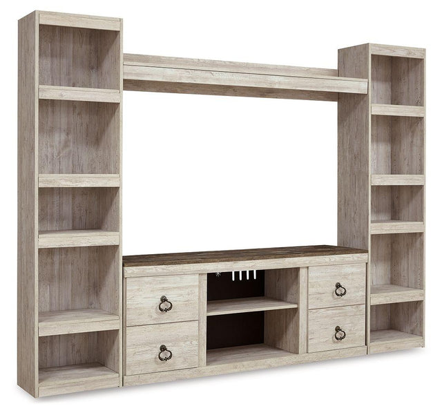 Ashley Willowton - Whitewash - 4-Piece Entertainment Center