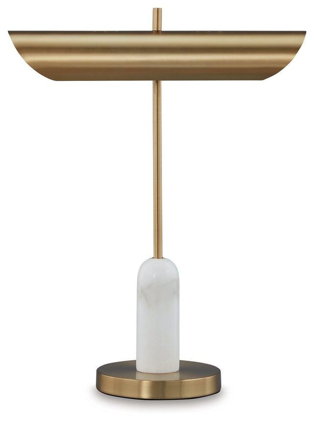 Ashley Rowleigh Marble Desk Lamp (1/CN) - Gold Finish/White