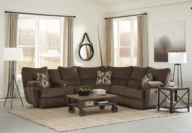 Catnapper Elliott - 2 Piece Reclining Sectional With Console - Chocolate