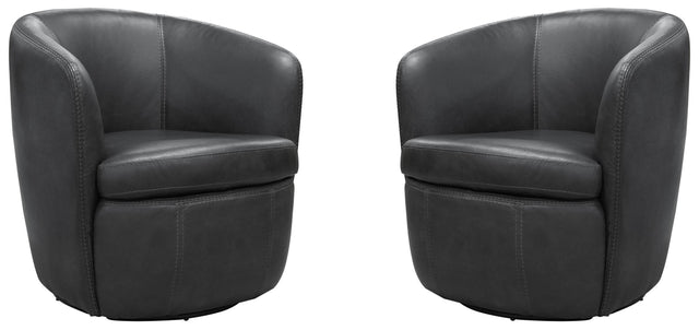 Parker House Barolo - 100% Italian Leather Swivel Club Chair (Set of 2) - Vintage Slate