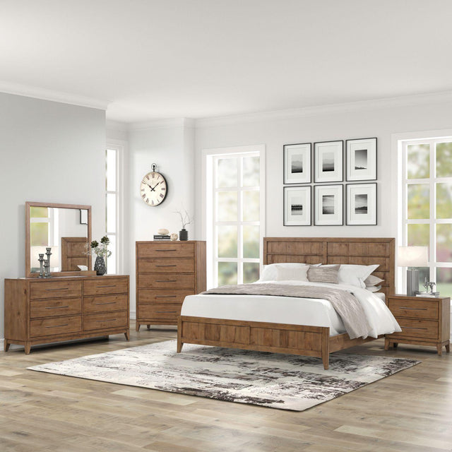 Liberty Furniture Shaker Lakes - 5 Piece Bedroom Set (King Panel Bed, Dresser & Mirror, Chest, Night Stand) - Brown