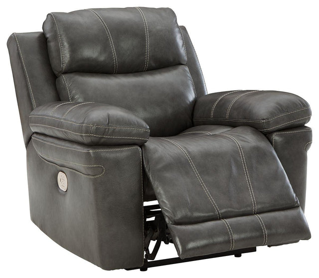 Ashley Edmar PWR Recliner/ADJ Headrest - Charcoal