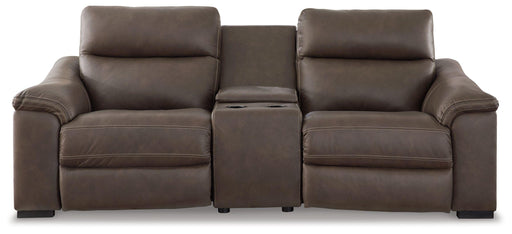 Ashley Salvatore - Chocolate - Power Reclining Loveseat With Console 3 Pc Sectional
