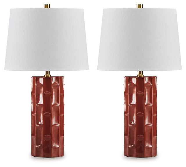 Ashley Jacemour Ceramic Table Lamp (2/CN) - Burnt Umber