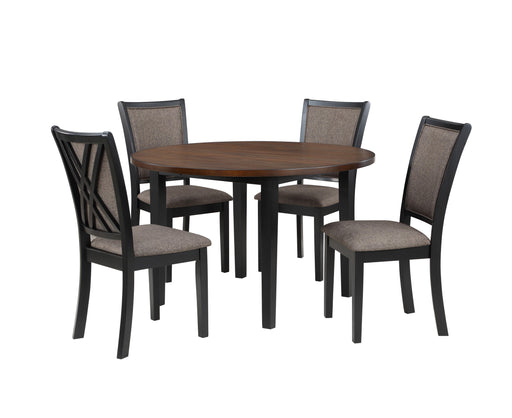 New Classic Furniture Potomac - 5 Piece Round Dining Set (Table & 4 Chairs) - Brown / Black