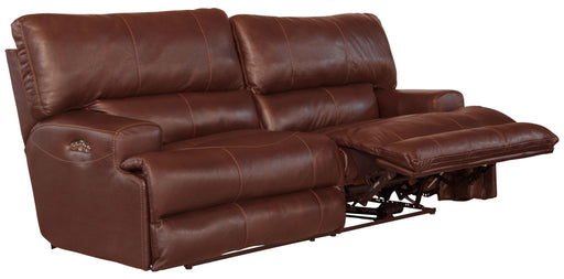 Catnapper Wembley - Italian Leather Match Power Layflat Reclining Sofa with Power Adjustable Headrest - Walnut