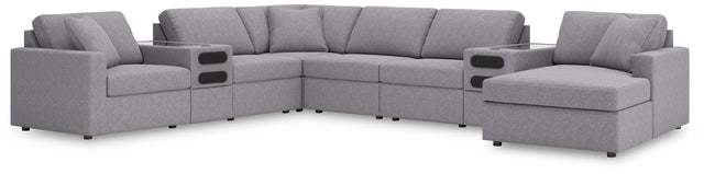 Ashley Modmax - Granite - 8-Piece Sectional With Audio System And Raf Corner Chaise